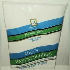 Paris Handkerchief Company Men's Vintage White Handkerchiefs 3 Pack NWOT New